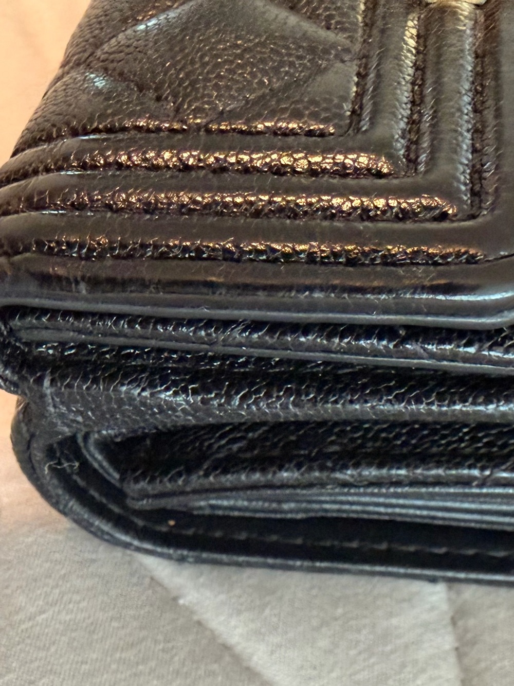 CHANEL Black Quilted Leather Compact Wallet Trifold - Picture 10 of 14